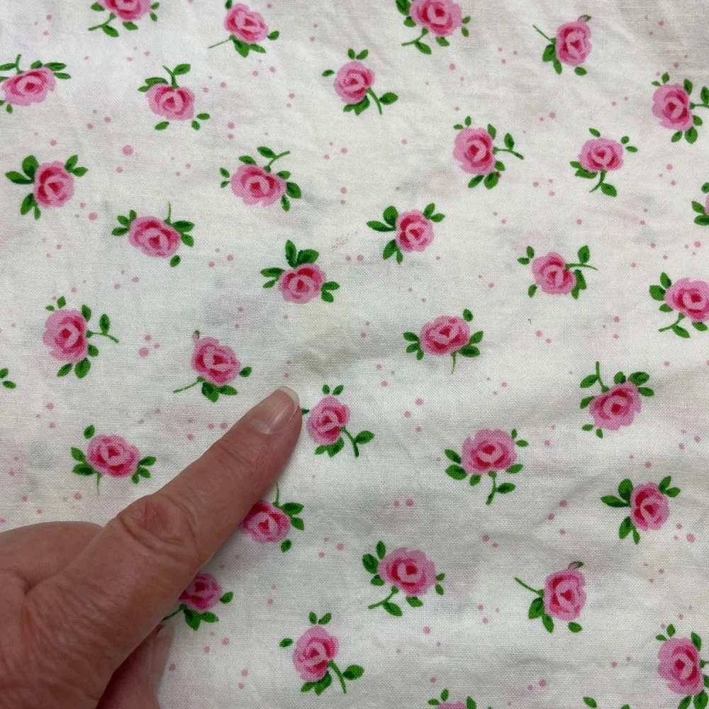 Rose Floral Tablecloth Rectangle Size 60x46 White Lace Trim Cottagecore DIY